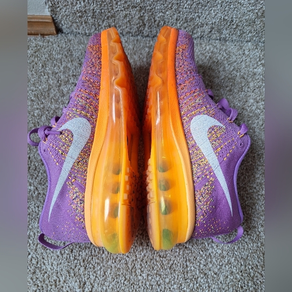 Nike Flyknit Max Atomic Purple Orange Mango Lace Up Sneakers Womens size 6 - Picture 7 of 10